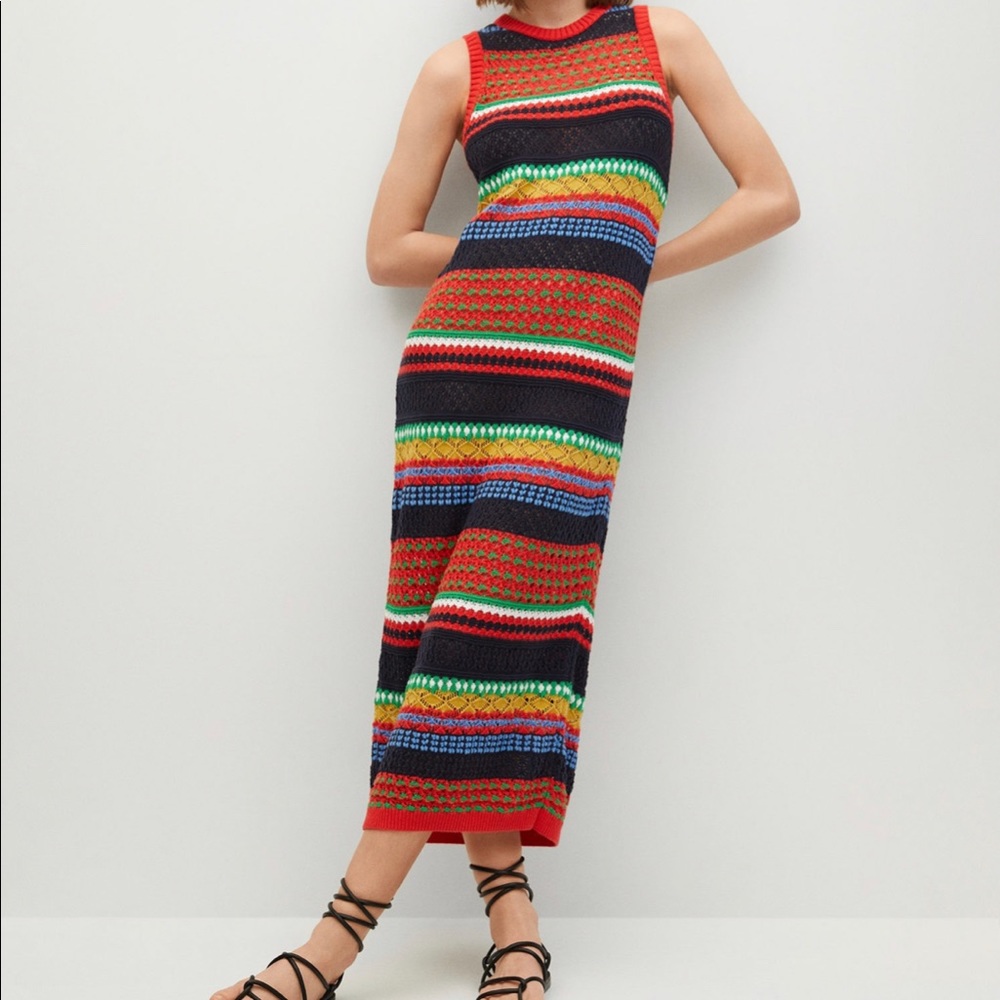 Mango bright fitted knit dress